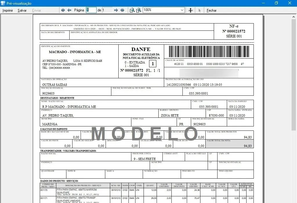 Sistema Techsoft para emissão de nota fiscal eletrônica